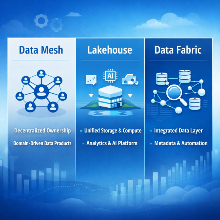 Data Mesh vs. Lakehouse vs. Data Fabric
